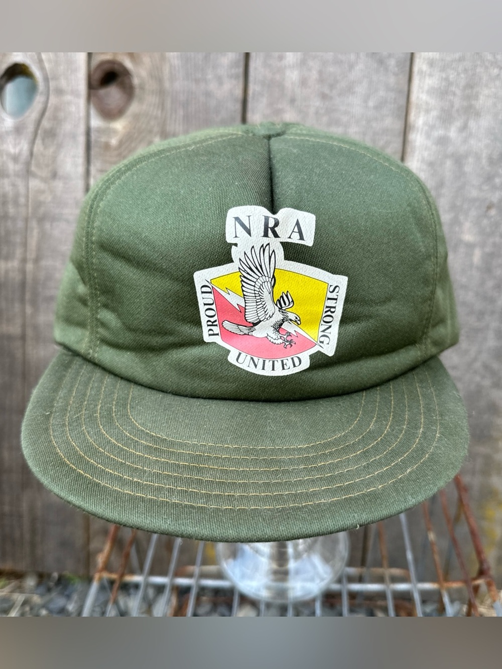 Vintage Olive Green NRA Patch Cap